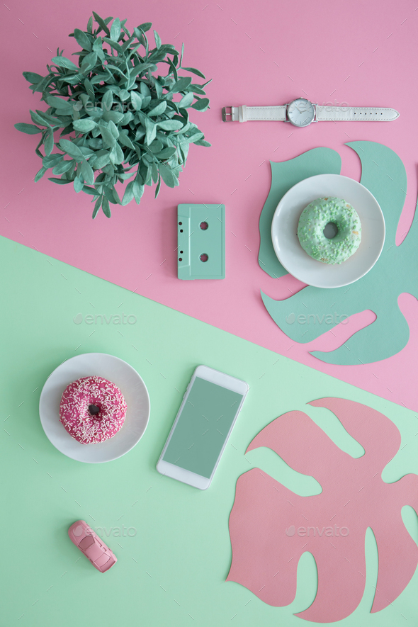  Green  and pink  aesthetic  illustration Stock Photo by 